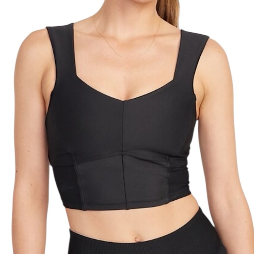OLD NAVY Light Support Powersoft Longline Sports Bra Dry Black Size Medium